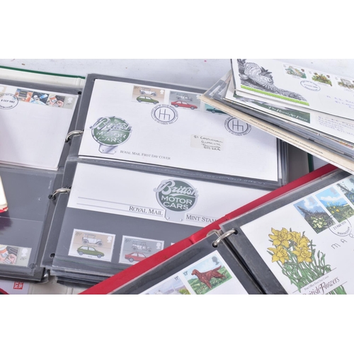 196 - COLLECTION OF STAMPS IN A BOX with GB fdcs and presentation packs to approx 1986 and two small album... 