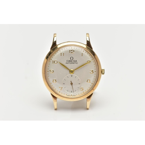 104 - A 9CT GOLD 'OMEGA' WATCH HEAD, automatic movement, round silver dial signed 'Omega Automatic', Arabi... 