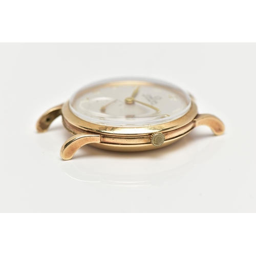 104 - A 9CT GOLD 'OMEGA' WATCH HEAD, automatic movement, round silver dial signed 'Omega Automatic', Arabi... 