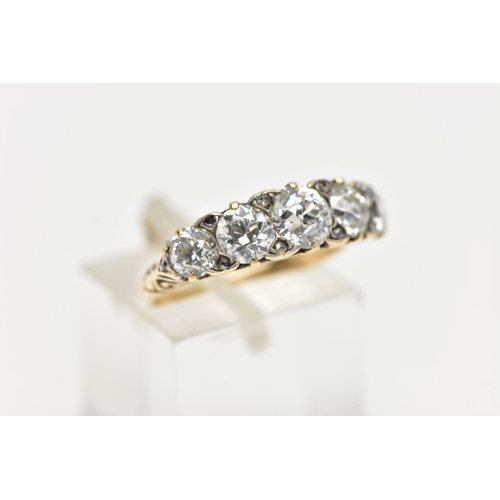 79 - A FIVE STONE DIAMOND RING, five graduated old cut diamonds, approximate total diamond weight 1.50ct,... 