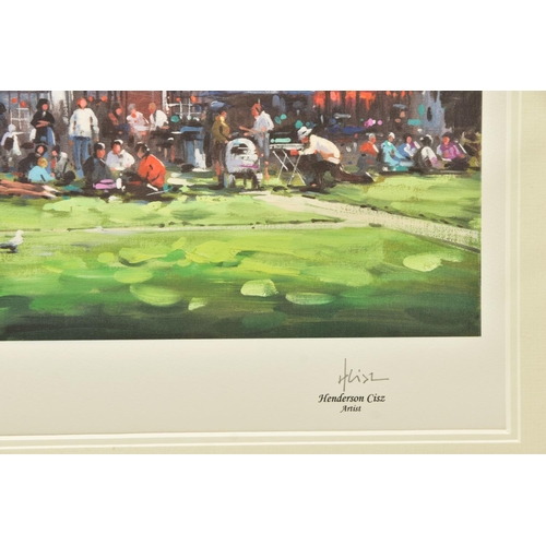 315 - HENDERSON CISZ (BRAZIL 1960) 'LUNCH ON THE GREEN', a signed limited edition print depicting Exeter C... 