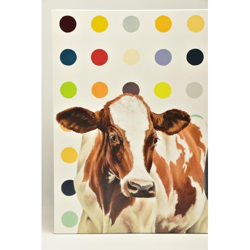 324 - HAYLEY GOODHEAD (BRITISH CONTEMPORARY) 'DAMIEN'S HERD', a limited edition box canvas print depicting... 