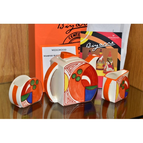 333 - A BOXED WEDGWOOD CLARICE CLIFF LIMITED EDITION 'MELON' STAMFORD TEASET, based on an original design ... 