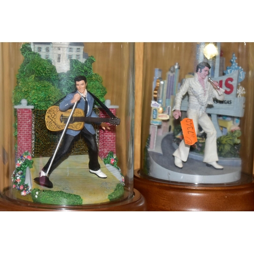 336 - A GROUP OF FRANKLIN MINT ELVIS PRESLEY COLLECTABLES, comprising three glass domed sculptures of Elvi... 