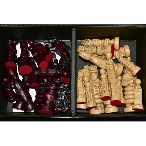 345 - THREE CHESS SETS, a Greek Manopoulos chess set of silver and gold coloured ancient Greek warriors on... 