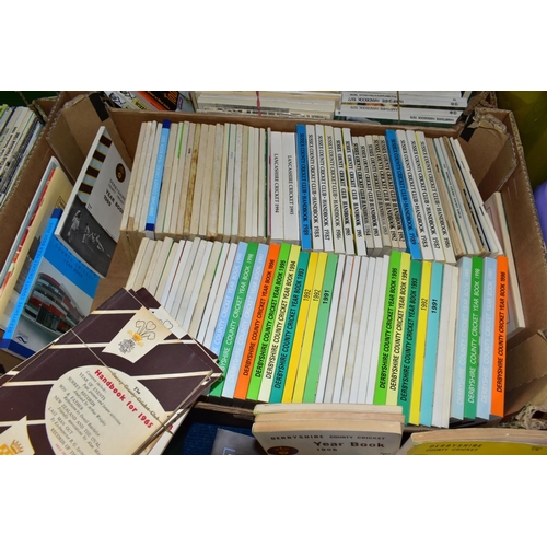 358 - CRICKET BOOKS, five boxes containing a large collection of Cricket Handbooks and Yearbooks from seve... 