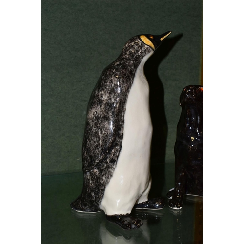 362 - TWO WINSTANLEY CREATURES, comprising an Emperor Penguin size 6, height 27.5cm and a Black Labrador s... 