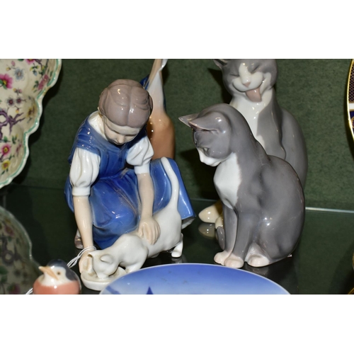 365 - A GROUP OF ROYAL COPENHAGEN AND BING & GRONDAHL PORCELAIN, comprising a Bing & Grondahl figure of a ... 