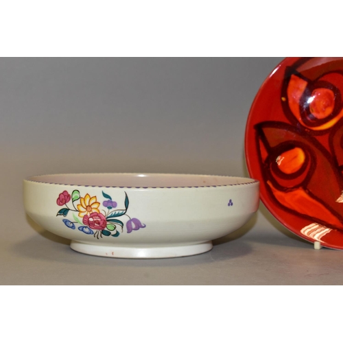 369 - TWO PIECES OF POOLE POTTERY, comprising a Delphis red and orange bowl, diameter 20cm x height 3cm, p... 