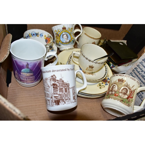 378 - THREE BOXES OF CERAMICS, METALWARES, PICTURES, ETC, to include a Royal Albert Beatrix Potter Hunca M... 