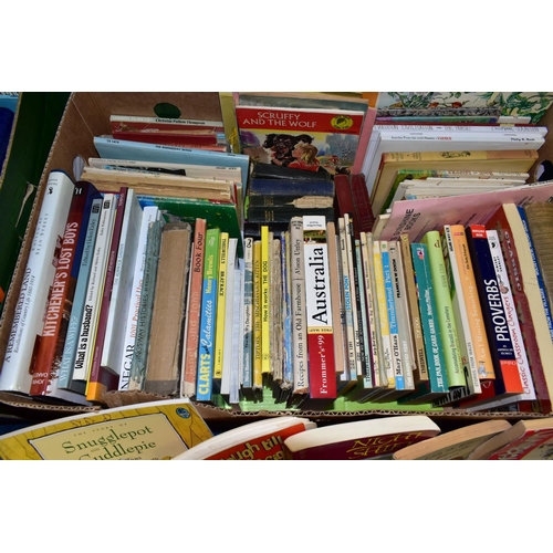 392 - FOUR BOXES OF BOOKS, over one hundred assorted paper backs and hard backs, to include volumes one, t... 