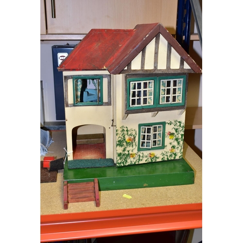 395 - A 1950'S TRIANG DOLL'S HOUSE, No.6 with original curtains and paintwork, height 42cm x width 35cm, s... 