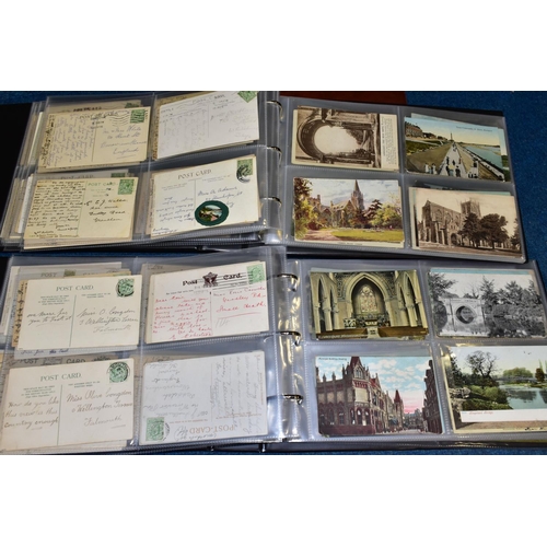 414 - POSTCARDS, three albums comprising approximately 425 early 20th century Postcards featuring topograp... 