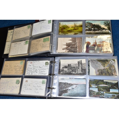 414 - POSTCARDS, three albums comprising approximately 425 early 20th century Postcards featuring topograp... 