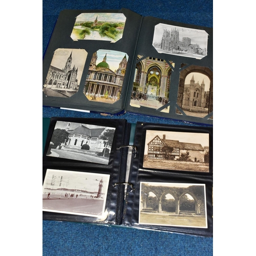 415 - POSTCARDS, two albums, one containing 196 images of Churches, Cathedrals, Chapels, etc from the UK, ... 