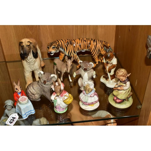 434 - A GROUP OF BESWICK, ROYAL DOULTON AND OTHER ANIMAL AND CHARACTER FIGURES, comprising Royal Doulton '... 