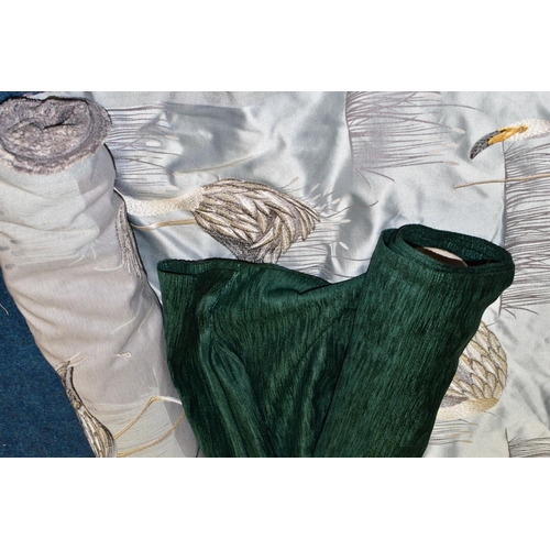 441 - TWO ROLLS OF NEW AND UNUSED FABRIC, comprising a roll of dark green chenille fabric approx. 4m and a... 