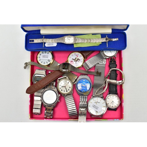 148 - A BOX OF ASSORTED WRIST WATCHES, twelve wrist watches, names to include Oris, Montine, Ben Sherman, ... 