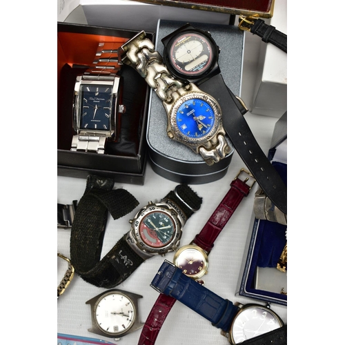 163 - A BOX OF ASSORTED WATCHES, to include a selection of ladys and gents wrist watches, names to include... 