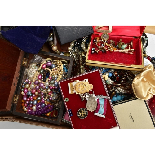 168 - A  BOX OF ASSORTED ITEMS, to include a large assortment of costume jewellery, a selection of lighter... 