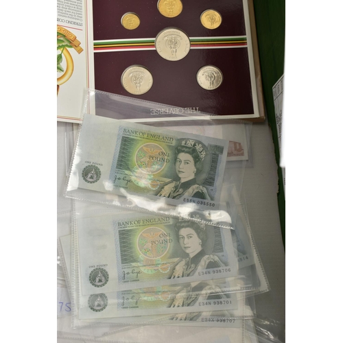 173 - A LARGE BOX OF MIXED COINAGE AND BRITISH BANKNOTES, to include gold layered banknote series of coins... 