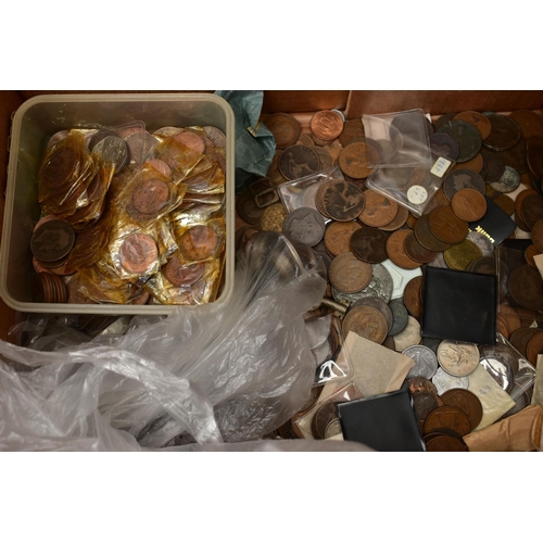 174 - FOUR BOXES OF WORLD COINS AND COMMEMORATIVES, to include an aluminium case of mixed coinage, a box o... 