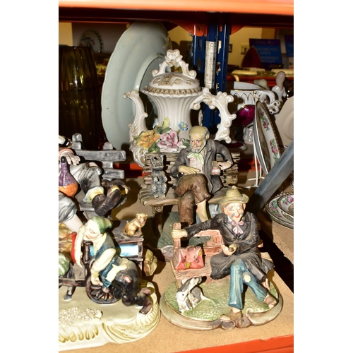 467 - ELEVEN ASSORTED FIGURINES,  comprising a Capo-di-Monte 'Cobbler' signed and marked on base, a 'Game ... 