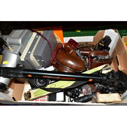 533 - THREE BOXES OF ASSORTED MISCELLANEOUS ITEMS, to include a boxed Miranda Triton TP20 tripod camera st... 