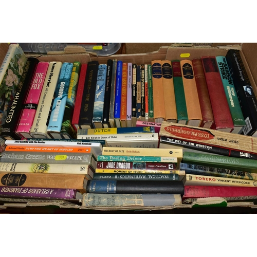 534 - BOOKS, three boxes containing approximately 110-115 miscellaneous titles in hardback and paperback f... 