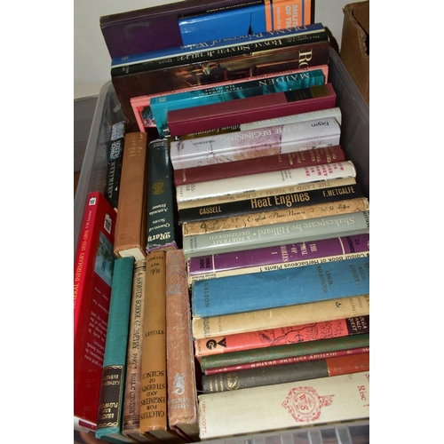 534 - BOOKS, three boxes containing approximately 110-115 miscellaneous titles in hardback and paperback f... 