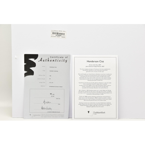 306 - HENDERSON CISZ (BRAZIL 1960) 'VENETIAN LOVESONG', a signed limited edition print depicting a Venetia... 