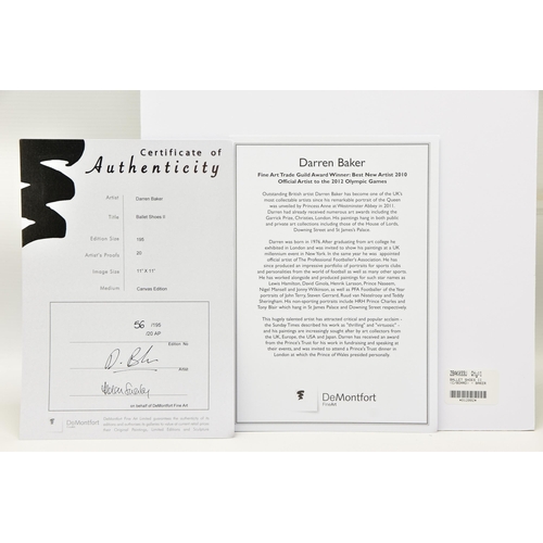 308 - DARREN BAKER (BRITISH 1976) 'BALLET SHOES II', a signed limited edition print depicting a young girl... 