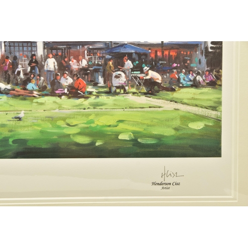 310 - HENDERSON CISZ (BRAZIL 1960) 'LUNCH ON THE GREEN', a signed limited edition print depicting Exeter C... 