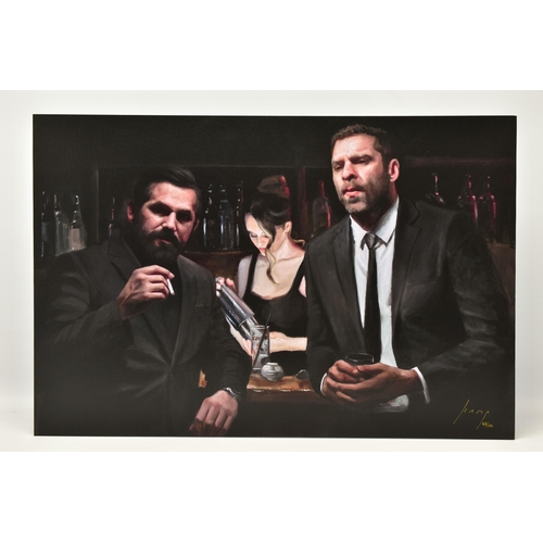 315 - VINCENT KAMP (BRITISH CONTEMPORARY) 'TENSION BUILDING' a signed limited edition print of figures in ... 