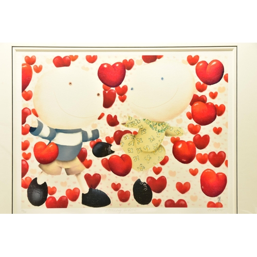 318 - MACKENZIE THORPE (BRITISH 1956) 'DANCING IN LOVE' a limited edition print of figures surrounded by l... 