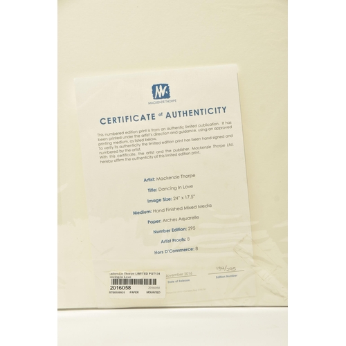 318 - MACKENZIE THORPE (BRITISH 1956) 'DANCING IN LOVE' a limited edition print of figures surrounded by l... 