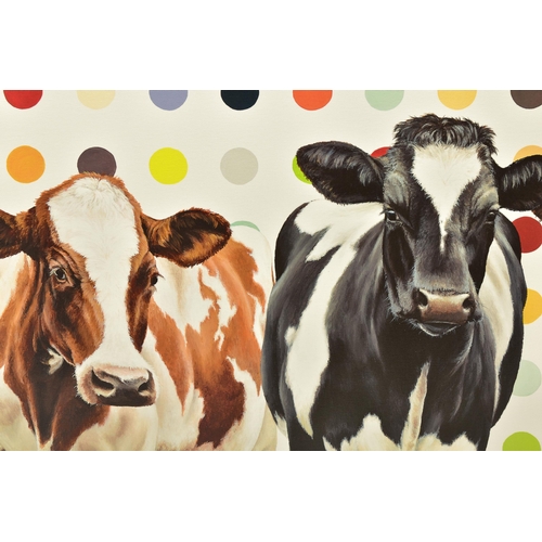 322 - HAYLEY GOODHEAD (BRITISH CONTEMPORARY) 'DAMIEN'S HERD', a limited edition box canvas print depicting... 