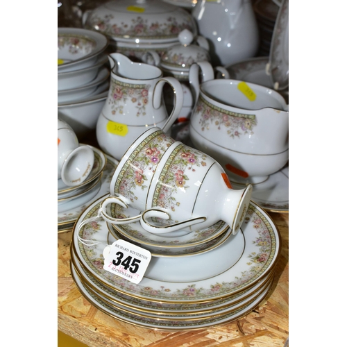 345 - A NORITAKE IRELAND 'MORNING JEWEL' PART DINNER SET, comprising two circular covered tureens, ten din... 