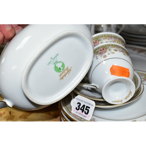 345 - A NORITAKE IRELAND 'MORNING JEWEL' PART DINNER SET, comprising two circular covered tureens, ten din... 