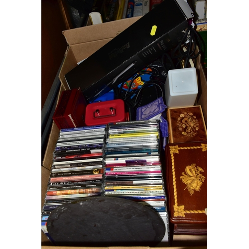 351 - SEVEN BOXES OF ASSORTED MISCELLANEOUS ITEMS, to include a Nikon Coolpix P520 camera, a Nikon Coolpix... 