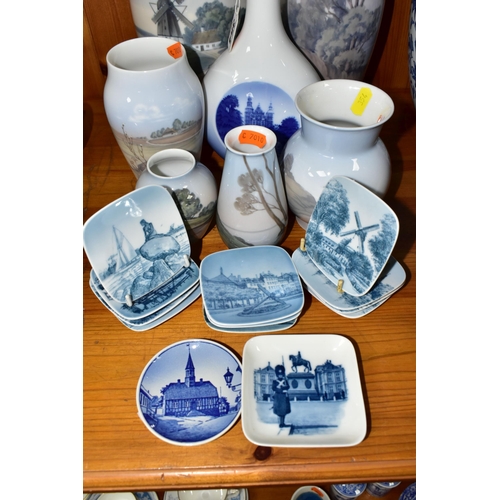 354 - A COLLECTION OF ROYAL COPENHAGEN AND SIMILIAR PORCELAIN, comprising a decanter decorated with Rosenb... 