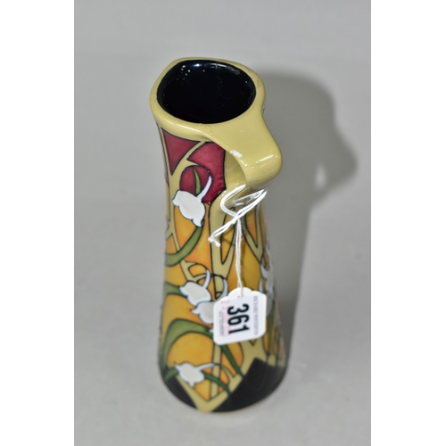 361 - A MOORCROFT POTTERY FLEURS DECO PATTERN JUG, of angular elongated form, designed by Vicky Lovatt, de... 