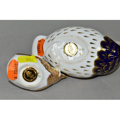 362 - TWO ROYAL CROWN DERBY PAPERWEIGHTS, comprising Wren height 6cm (end of beak chipped), and Owl length... 
