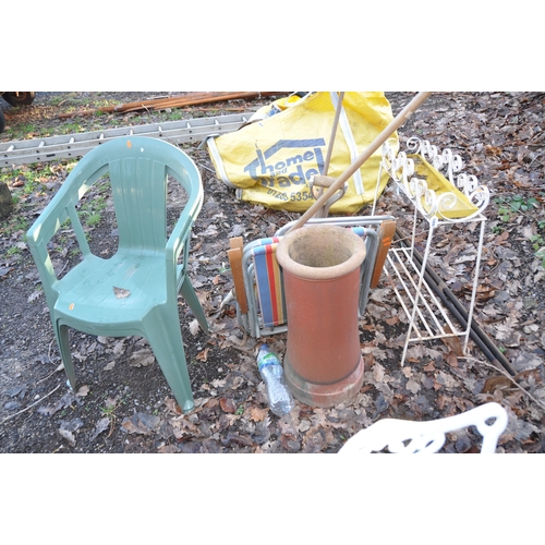 1008 - A COLLECTION OF GARDEN ITEMS including a vintage chimney pot 61cm high (crack to base), a rectangula... 