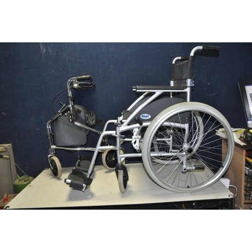 1063 - A DAYS MOBILITY FOLDING WHEELCHAIR  with footrests and a Days Travelator (2)