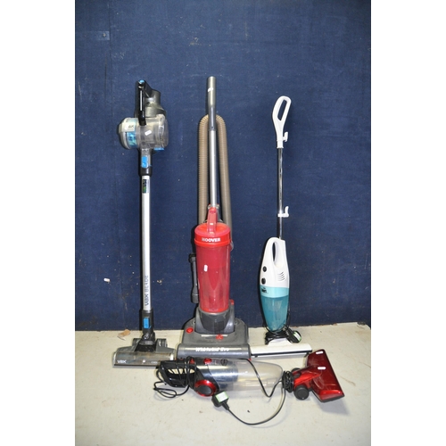 1068 - FOUR VACUUM CLEANERS including a Hoover Whirlwind Evo Upright, a Vax Blade 32V cordless (no charger)... 