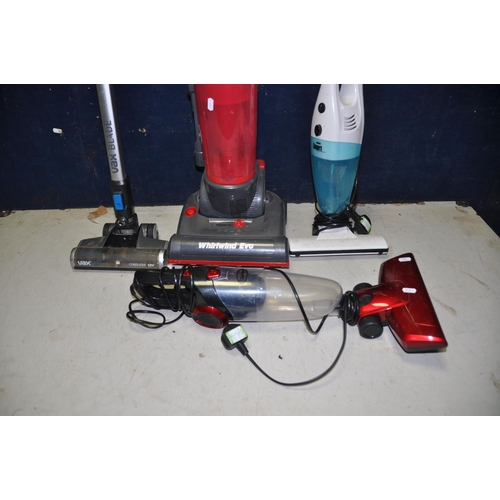 1068 - FOUR VACUUM CLEANERS including a Hoover Whirlwind Evo Upright, a Vax Blade 32V cordless (no charger)... 