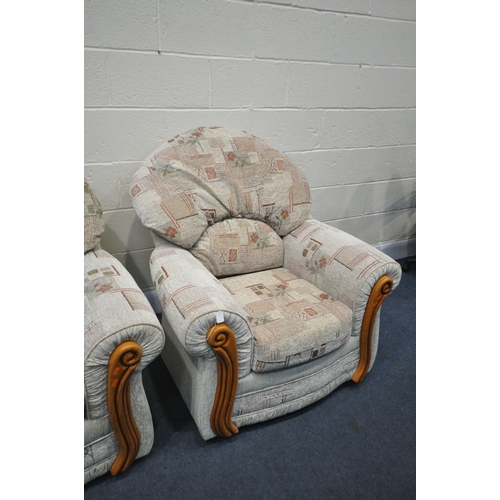 1315 - AN OATMEAL UPHOLSTERED TWO PIECE LOUNGE SUITE, comprising a three seater sofa, length 188cm, along w... 