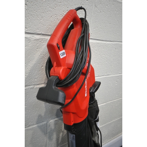 1320 - A EINHELL GC-EL2500E LEAF BLOWER, and a garden vac with adjustable power, bag and carrying strap