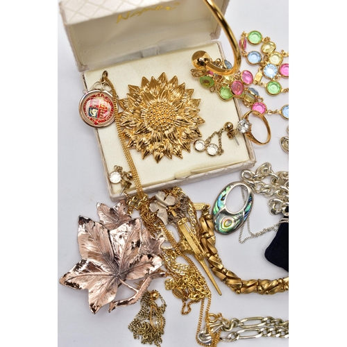 20 - A BAG OF ASSORTED SILVER AND COSTUME JEWELLERY, to include a long 'Swarovski' multi colour crystal r... 